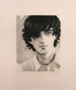 Marc (2003,Etching on pink silk laminated paper, 578x451)